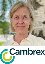 Ingrid Hegbom Ekman with Cambrex logo